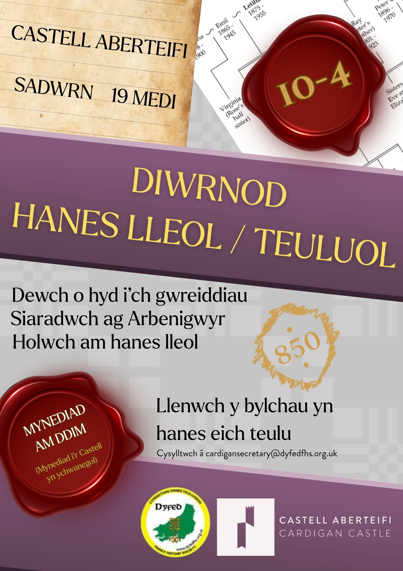 CYMDEITHAS HANES TEULUOL DYFED- FFAIR OLRHAIN HANES